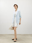 White linen shorts