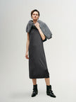 Women's Smoke Gray Sleeveless Straight Fit Knit Dress