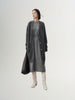Dark gray sheepskin cardigan with puffed sleeves and V-neck