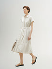 Beige belted dress