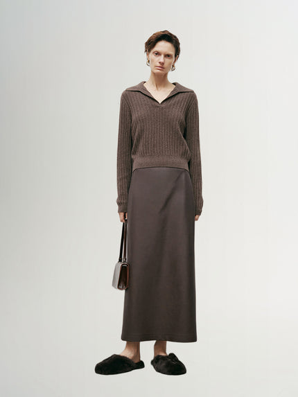 Brown cashmere collar sweater