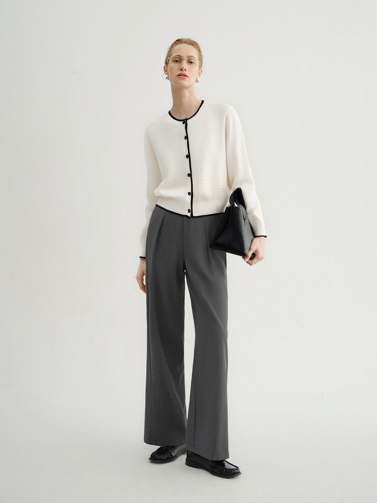 Dark gray wide leg pants