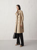 Women's Khaki Double Breasted Long Trench Coat Belt