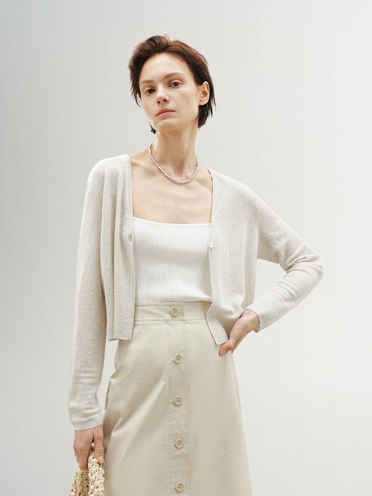 Linen V Neck Summer Short Knit Cardigan