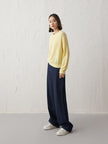 Women's Light Yellow Long Sleeve Wool Pullover Sweater