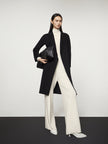 Women's Black Round Neck Stripe Knitted Vest