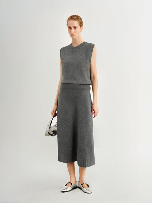 Charger l'image 1 dans la galerie. Gray Pure Cashmere Tank