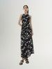 Black floral print halter neck dress
