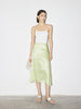 Women's Light Green Floral Clasic Straight Fit Irregular Hem Skirt