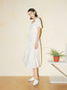 Women's Light Beige Square Neck Puff Sleeves Breathable Summer Dress