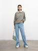 Women's Light Gray Round Neck Long Sleeves 100% Cotton Hoodie