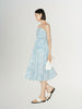 Blue slip dress with sky pattern in 100% cotton