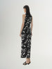 Black floral print halter neck dress