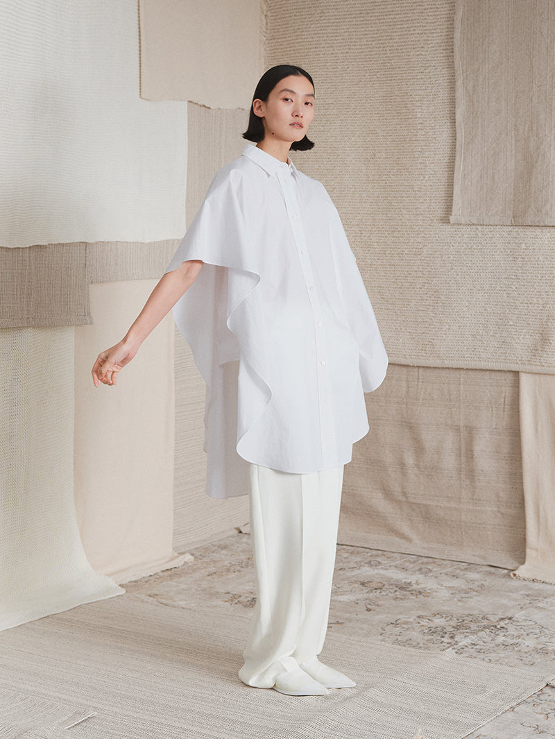 Women's White Classic Colar Stylish Sleeve Shirt