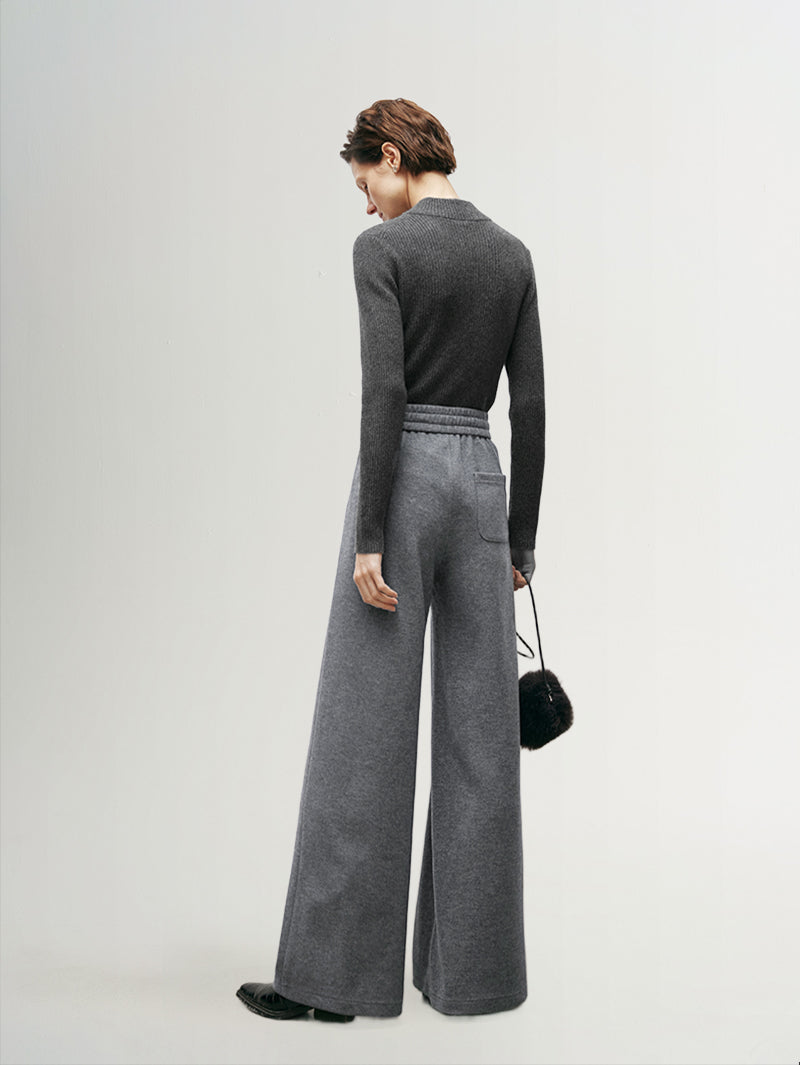 Pantalon droit à jambes larges gris foncé