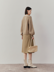 Women's Light Coffee Hight Waist A-Line Mid Length Skirt