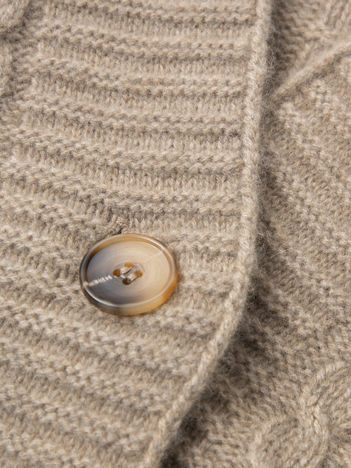 Load image 1 in gallery view. Brown cashmere cardigan, V-neck, buttoned