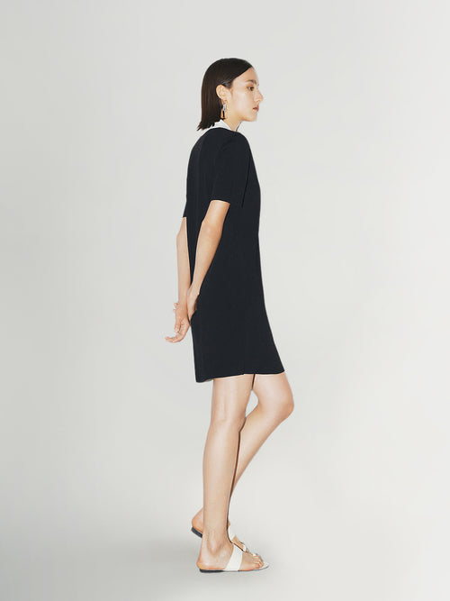Load image 1 in gallery view. Black dress with white collar