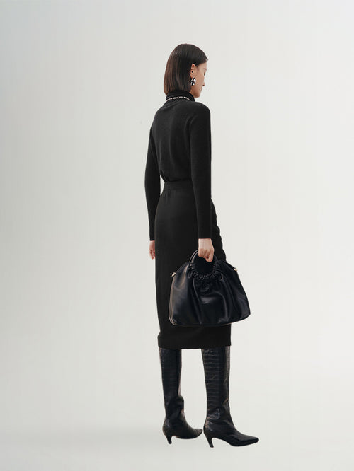 Load image 1 in gallery view. Black cashmere turtleneck sweater