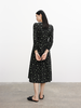 Black cotton mid-length dress with floral patterns
