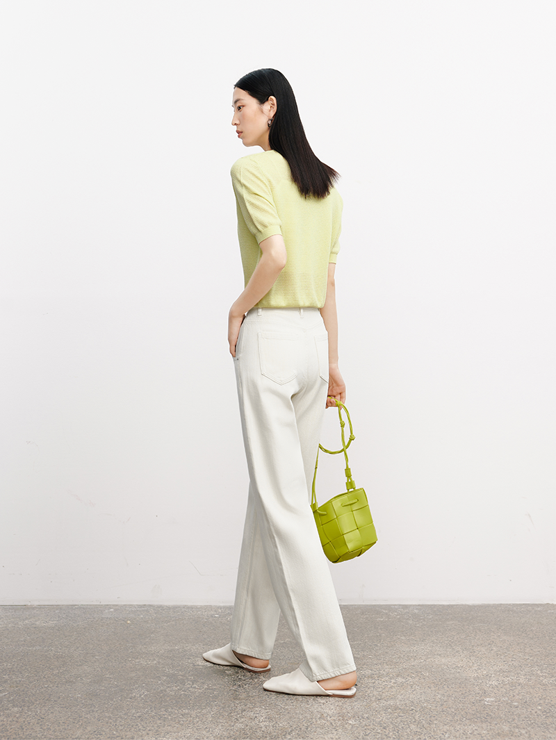 Women's Mustard Yellow Round Neck Short Sleeves Knit Top