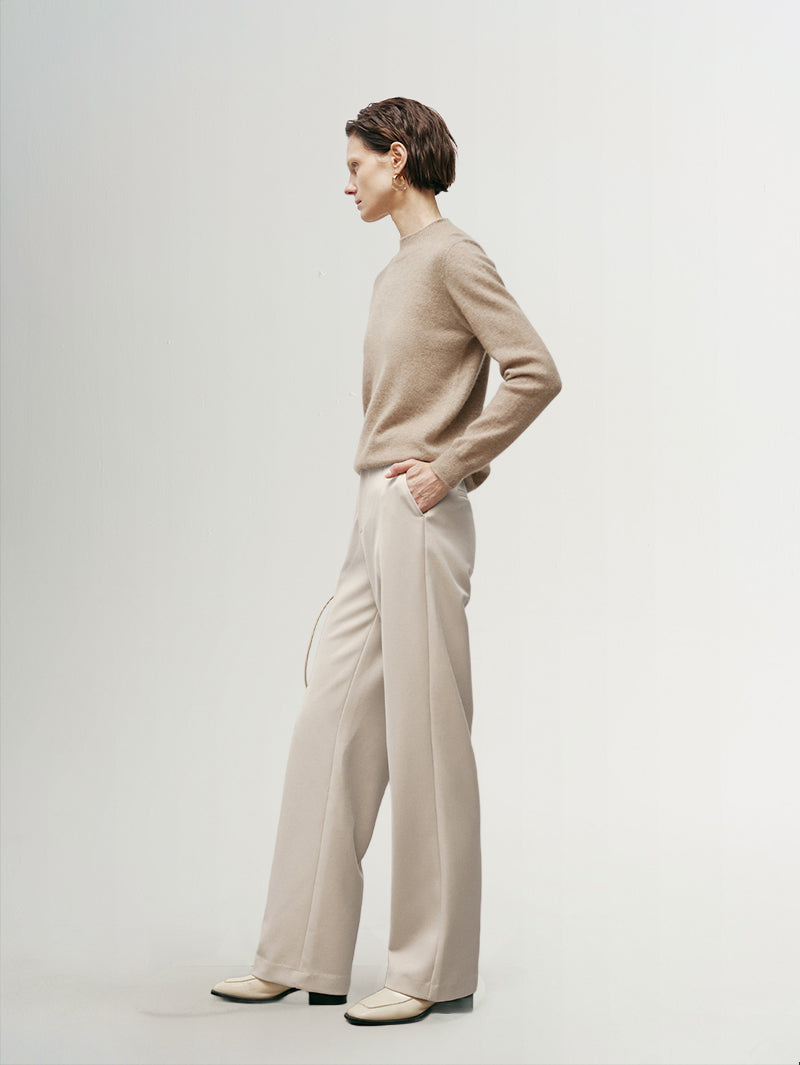 Pantalon d'hiver beige clair en maille