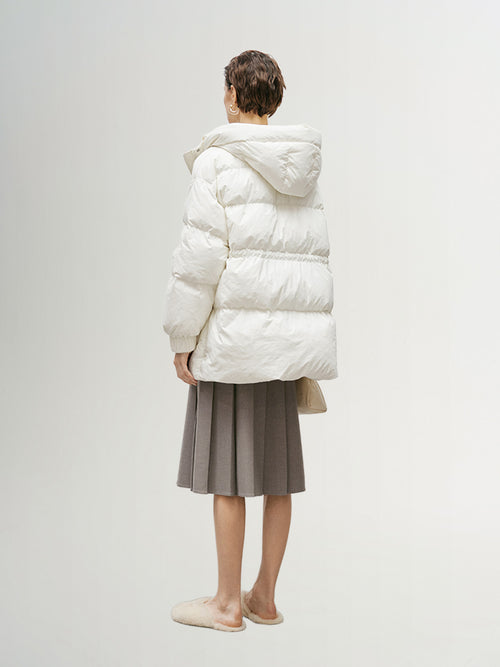 Load image 1 in gallery view. White hooded down jacket