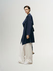 Women's Navy Blue Breasted Belted Trench Coat