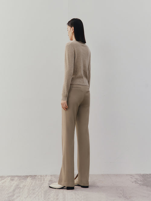 Load image 1 in gallery view. Women's Brown Straight Fit Slit Trousers