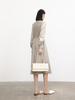Women's Spring Light Coffee Sheep Wool Knit V Neck Vest Long Sleeves Dress