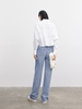 Women's White Classic Collar Pleat Design Long Sleeve Short Shirt