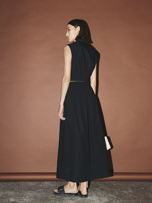 Charger l'image 1 dans la galerie. Women's Black Classic Collar Sleeveless Short Shirt