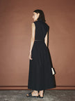 Women's Black Classic Collar Sleeveless Short Shirt