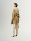 Women's Khaki Lapel Double Breasted Trench Coat with Belt