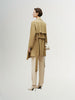 Women's Khaki Lapel Double Breasted Trench Coat with Belt