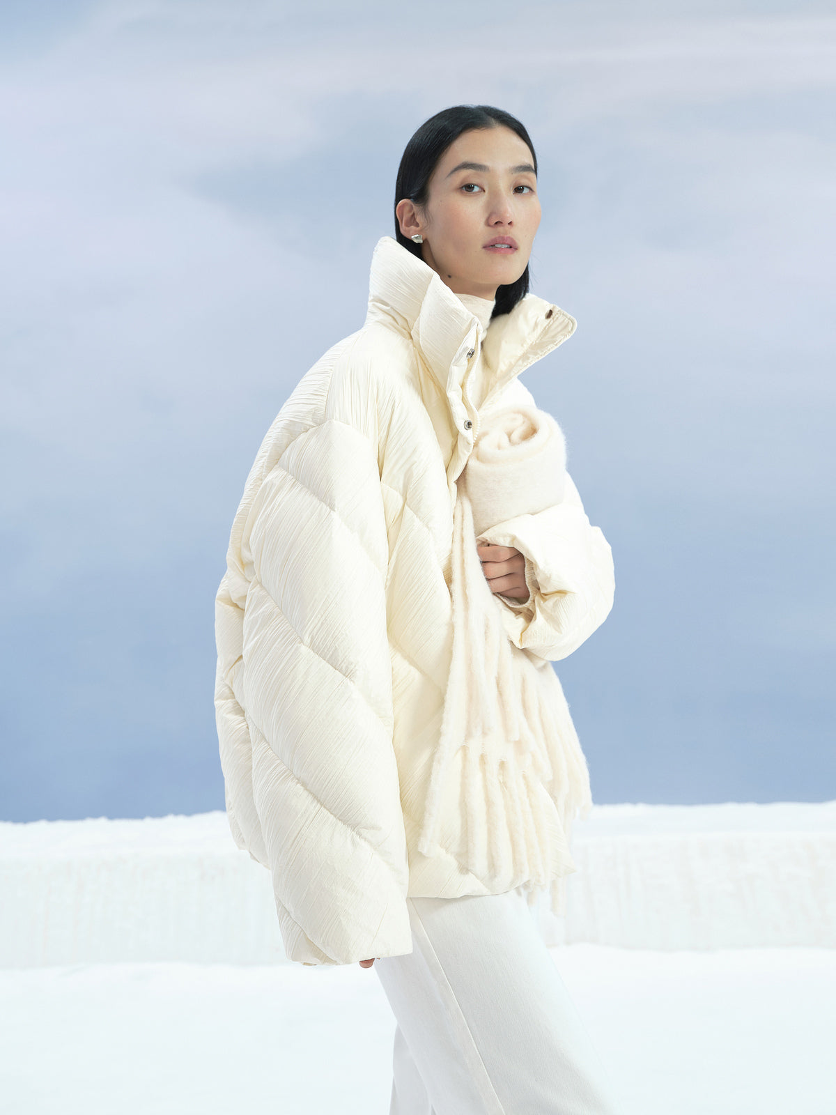 Women's Off White Alpaca Wool Scarf