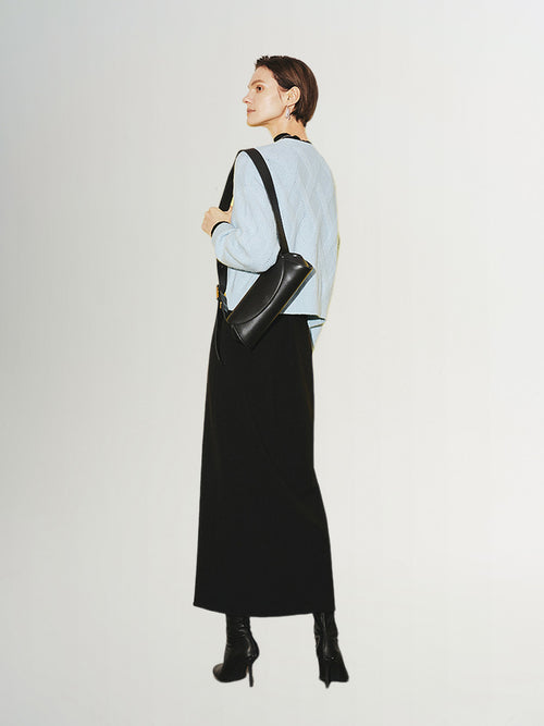Carica immagine 1 in visualizzazione galleria. Women's Light Blue V Neck Rib Wool Knit Cardigan