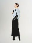Women's Light Blue V Neck Rib Wool Knit Cardigan