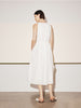 Women's Off-White Round Neck Sleeveless Belted Dress