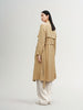 Women's Khaki Breasted Belted Trench Coat