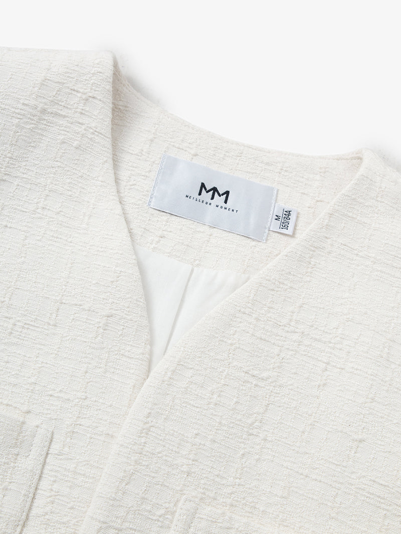 Women's Beige V Neck Short Sleeves Summer Short Jacket