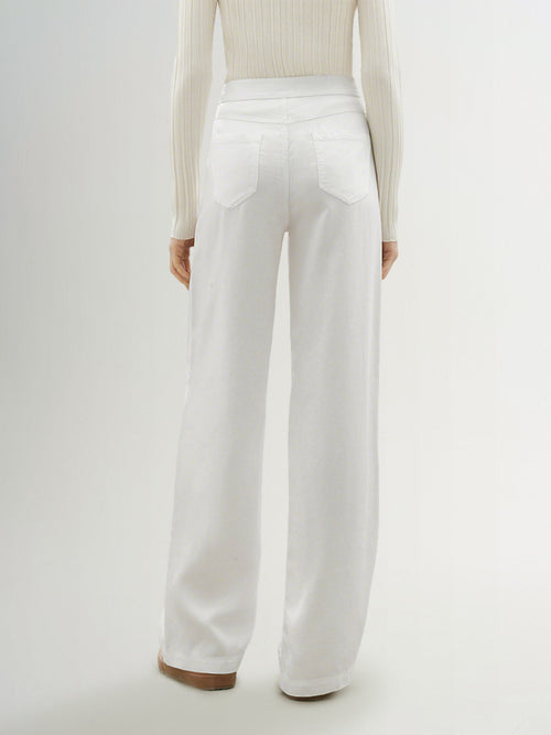 Load image 1 in gallery view. White Straight Fit 100% Lyocell Trousers