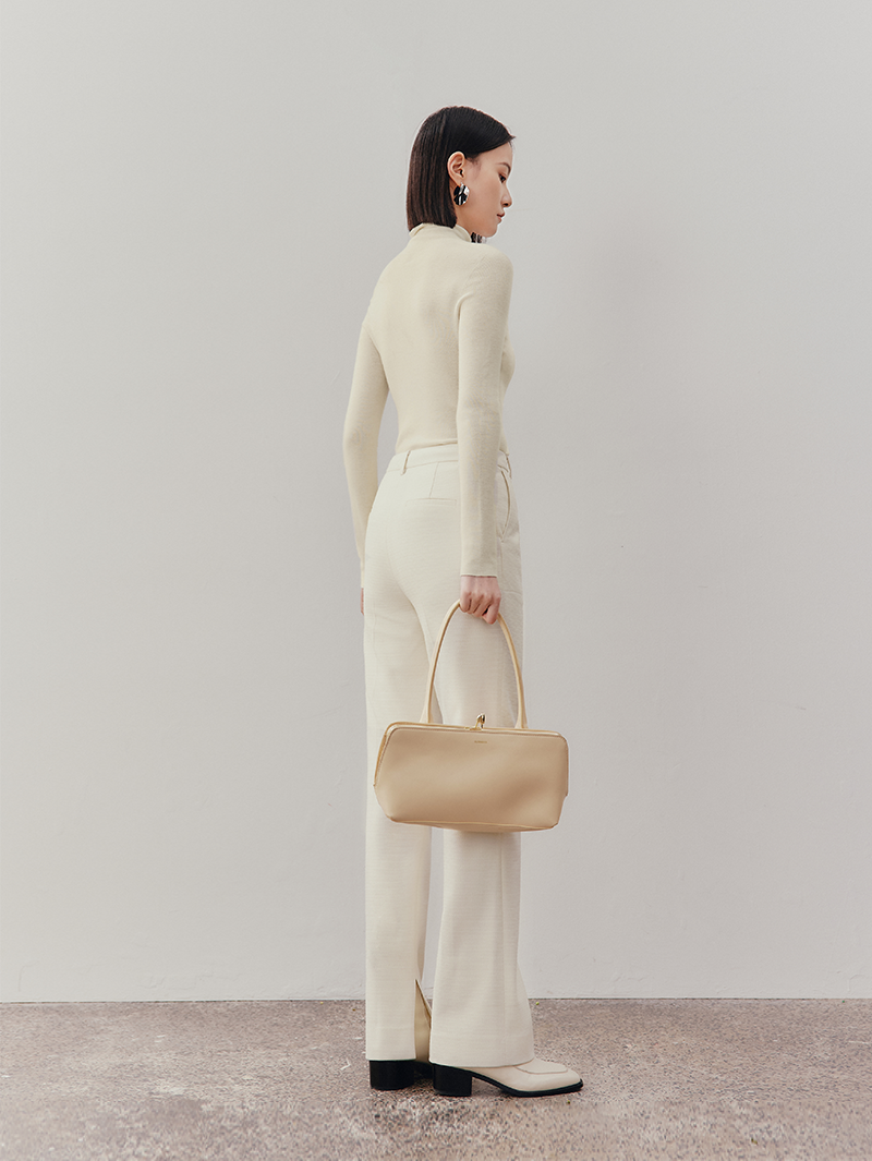 Women's Off-white Straight Fit Tweed Trousers