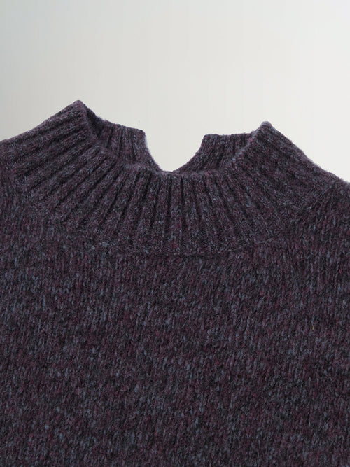 Load image 1 in gallery view. Deep Navy Crewneck Silk-Cashmere Sweater