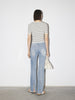 Women's White Square Neck Short Sleeves Knit Top