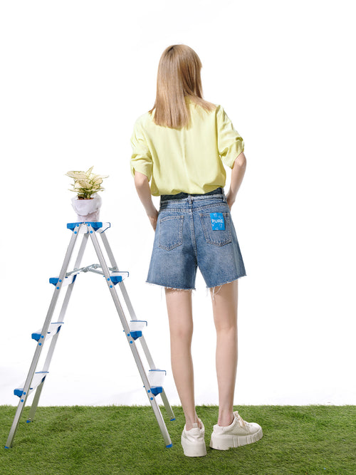 Load image 1 in gallery view. Women's Blue Jean Casual 100% Cotton Shorts
