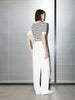Women's White Round Neck Short Sleeves Buttons Knit Top