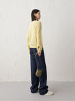 Women's Light Yellow Long Sleeve Wool Pullover Sweater