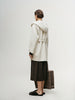 Women's White Belted Wool Coat with Hood