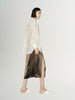 Women's Off-White Pinstripe Shirt Collar Smooth Lyocell Shirt